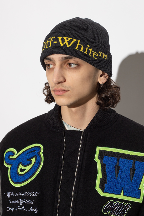 Off-White beanie with logo burberry kids hat midnight