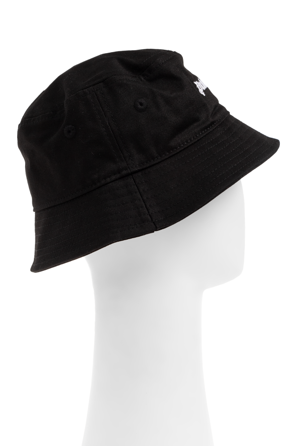 Palm Angels Kids Bucket leather hat with logo