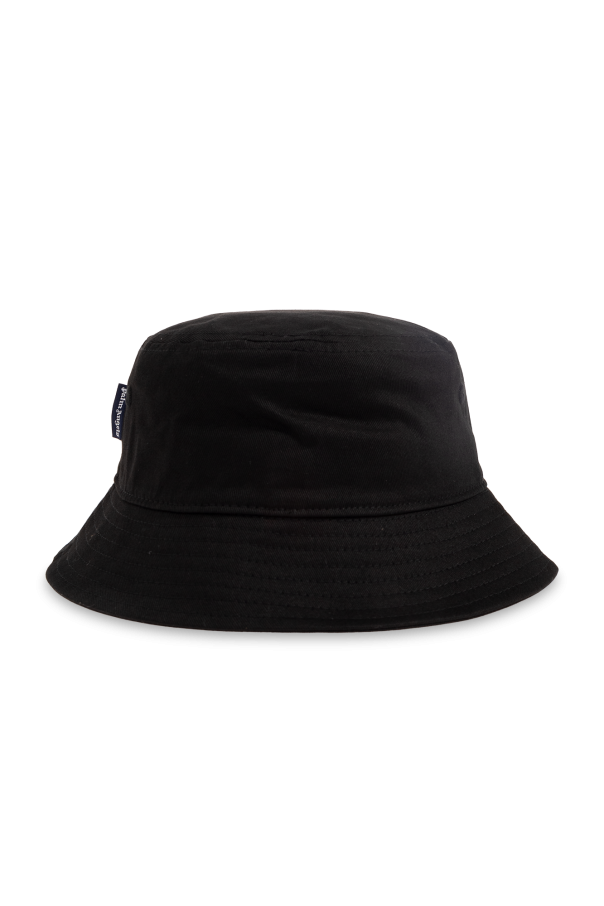 Palm Angels Kids Bucket leather hat with logo