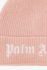Palm Angels Kids PINK Logo-embroidered beanie