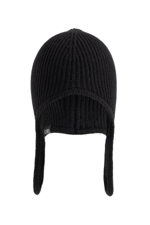 Wool beanie with logo patch