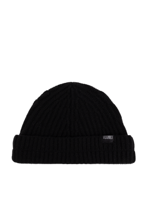 Wool beanie with logo patch