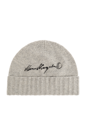 Wool beanie with embroidered logo