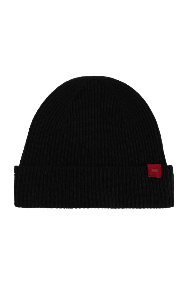 Cashmere beanie with logo patch od Kiton