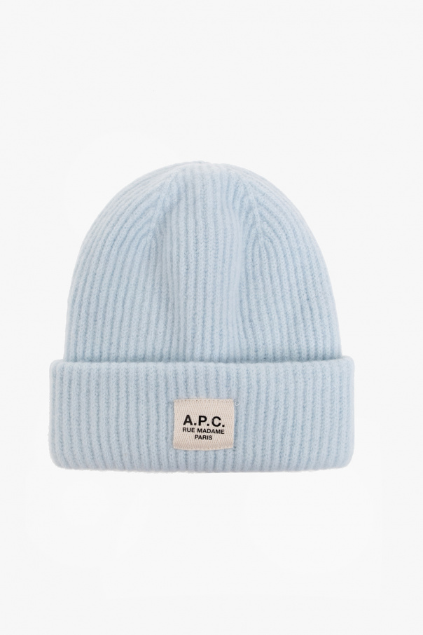 A.P.C. logo-print polka dot beanie hat