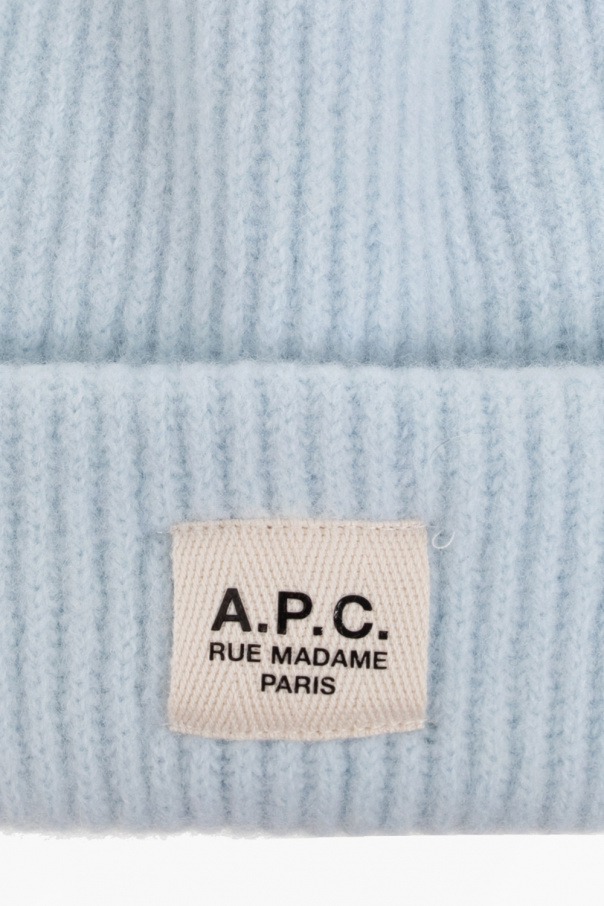 A.P.C. logo-print polka dot beanie hat