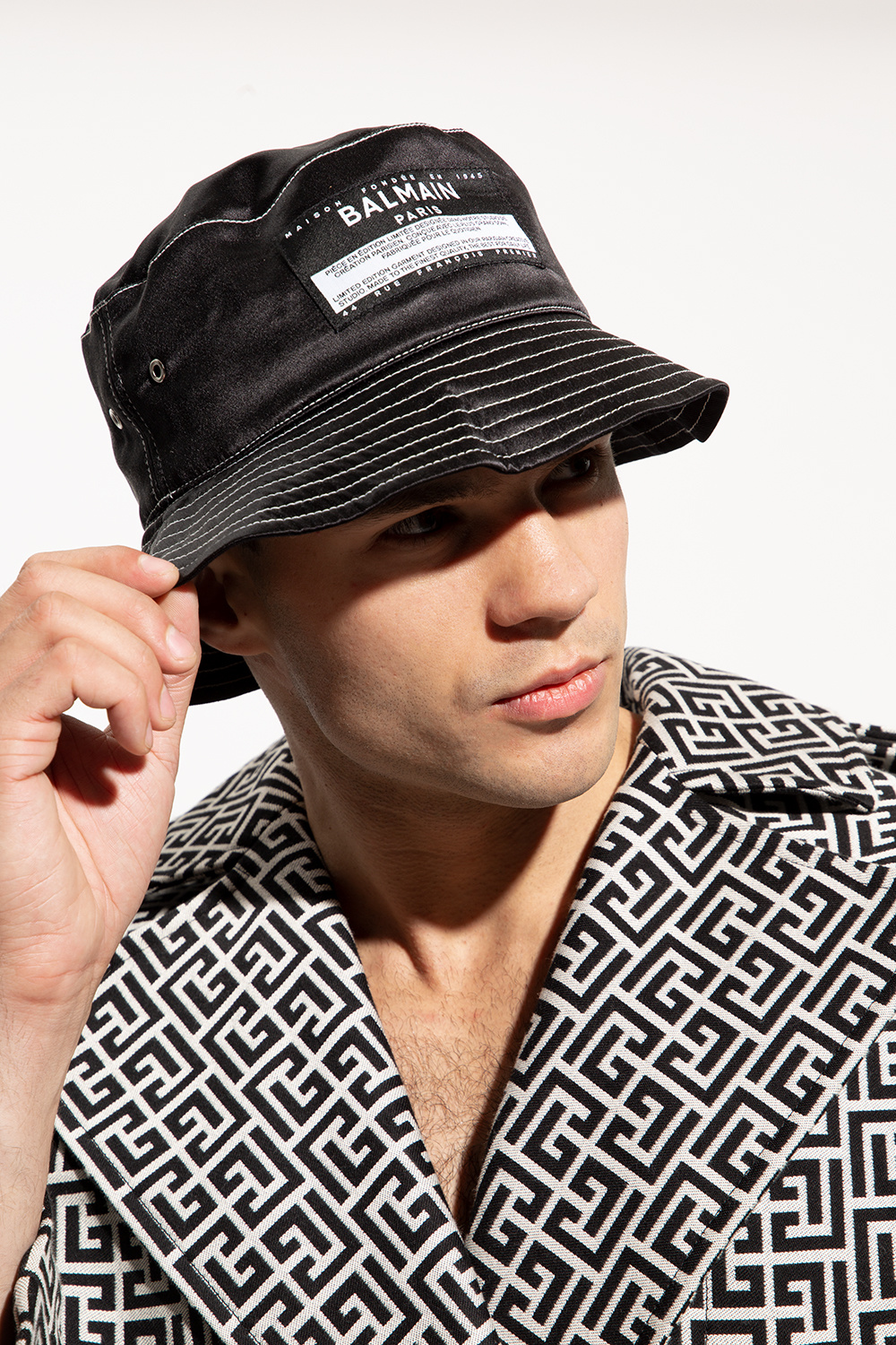 Balmain Silk bucket hat Heritage with logo