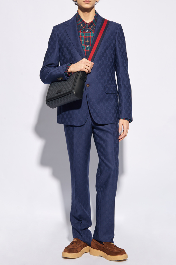 gucci stripe Wool suit with monogram