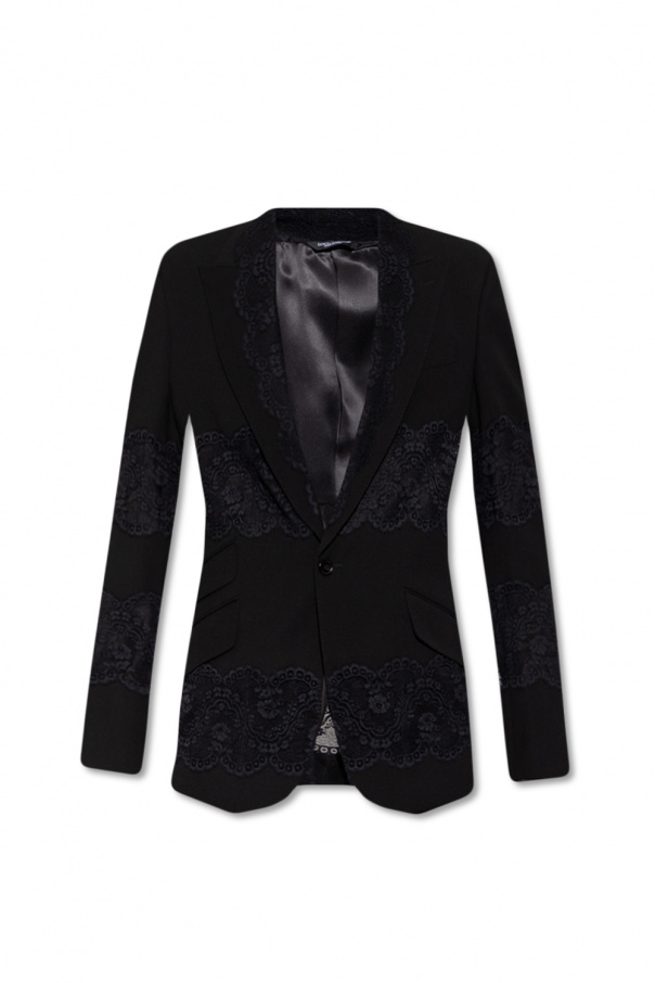 Dolce & Gabbana ribbed waistband track pants Blazer with lace inserts