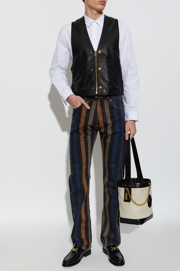 Versace Colete de couro