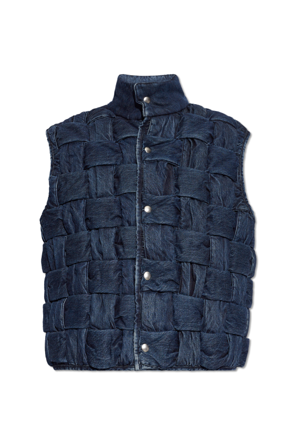 Denim vest with Intrecciato weave od boots bottega Veneta
