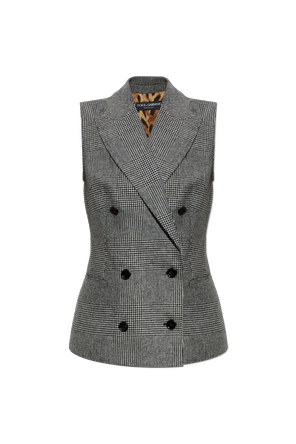 Double-breasted waistcoat made of combined materials