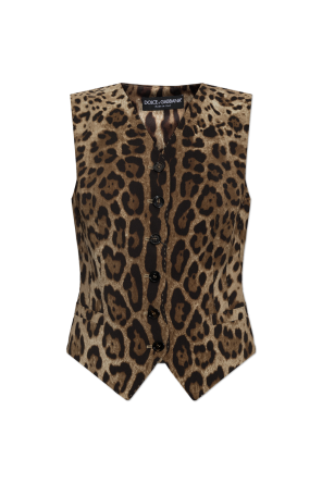 Wool vest with animal motif