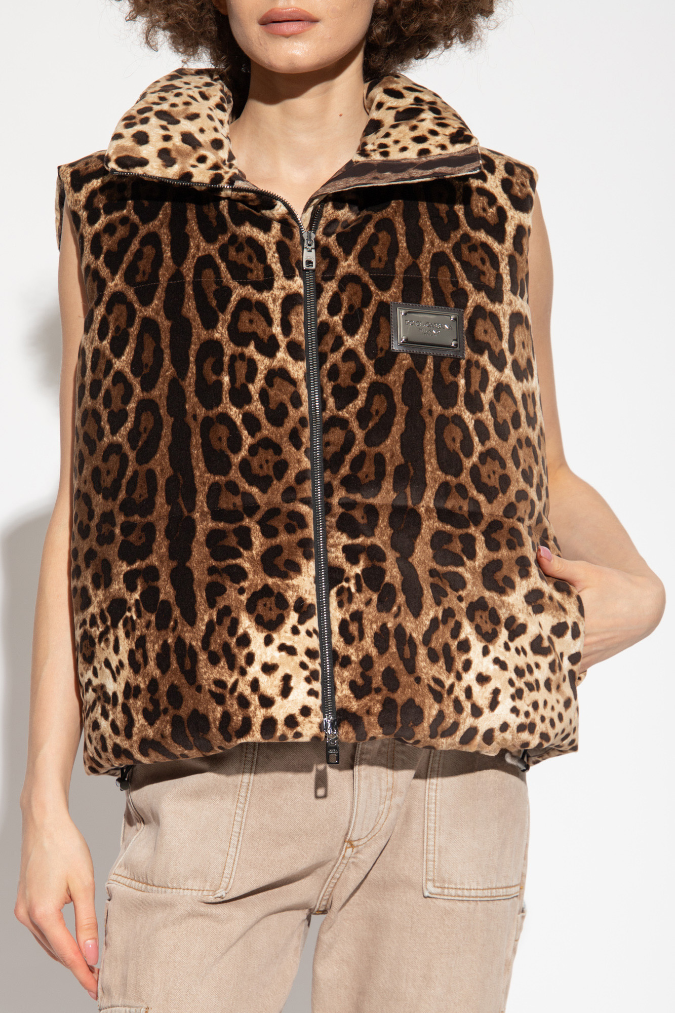 DOLCE & GABBANA SHIRT WITH CHEST POCKET Vest with animal motif