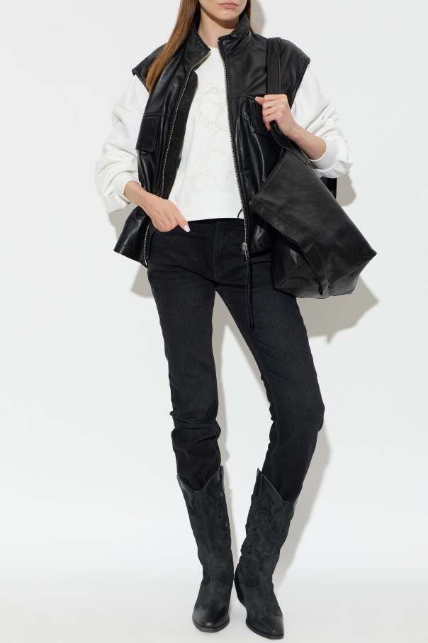 AllSaints Leather vest ‘Flor’