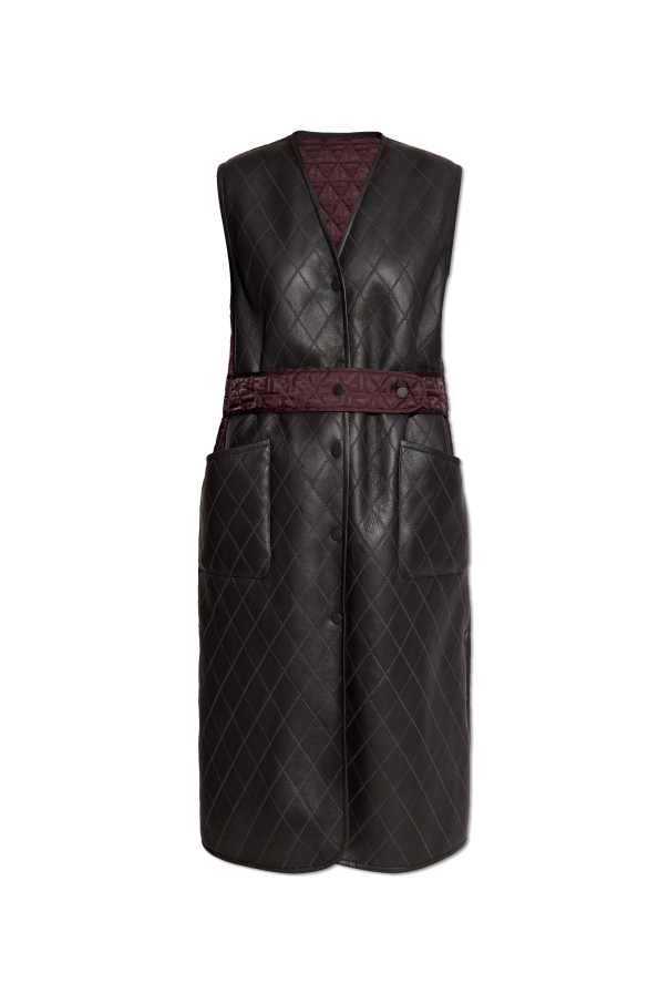 Fendi Long padded waistcoat with leather front