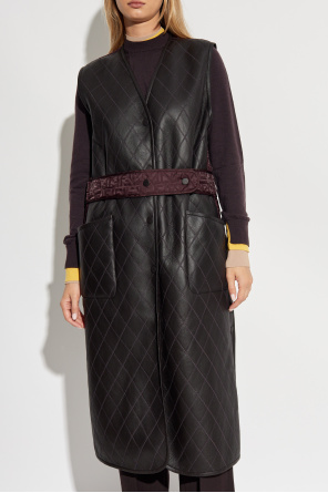 Fendi Long padded waistcoat with leather front