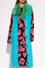 Marni BLUE Long vest with fur collar
