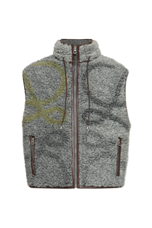 Vest with a collar tightened with drawstrings