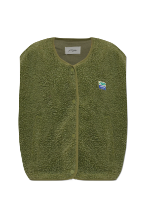 Fleece vest with logo patch