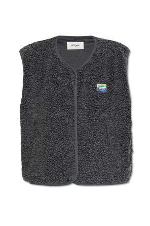 Furry vest with logo patch