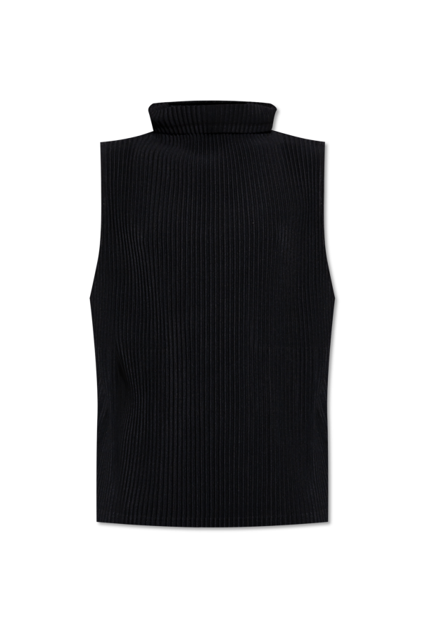 Homme Plisse Issey Miyake Pleated Vest with Stand Collar