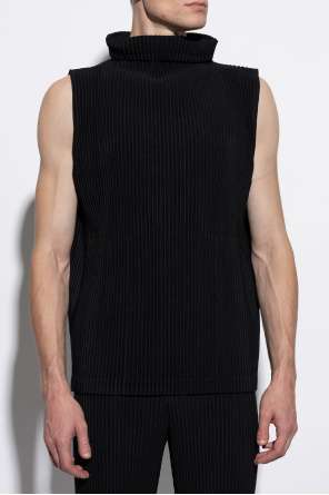 Homme Plisse Issey Miyake Pleated Vest with Stand Collar