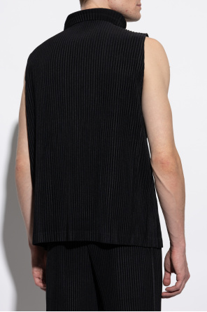 Homme Plisse Issey Miyake Pleated Vest with Stand Collar