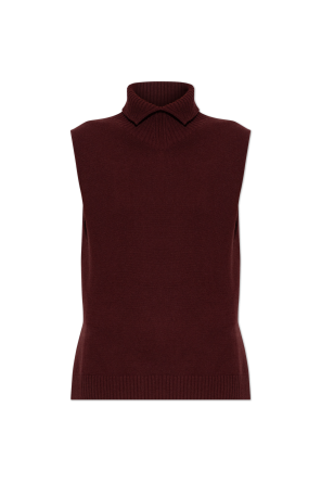 Asymmetrical vest with turtleneck