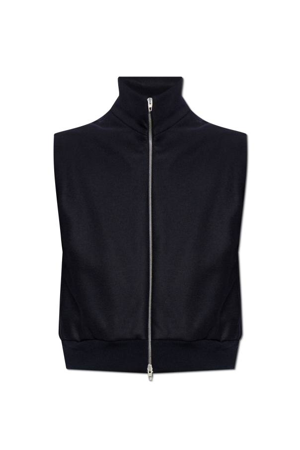 JIL SANDER Wool vest with stand-up collar