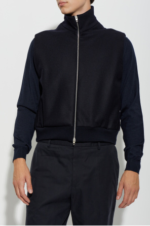 JIL SANDER Wool vest with stand-up collar