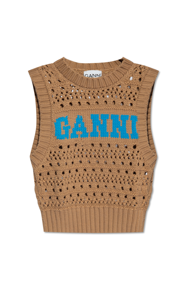 Ganni Openwork vest with logo