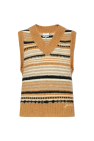 Ganni beige Striped Pattern Vest