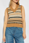 Ganni beige Striped Pattern Vest