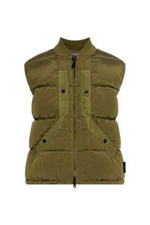 Quilted vest with logo patch