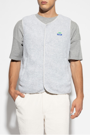 American Vintage Chaleco de pelo sintético con parche de logo