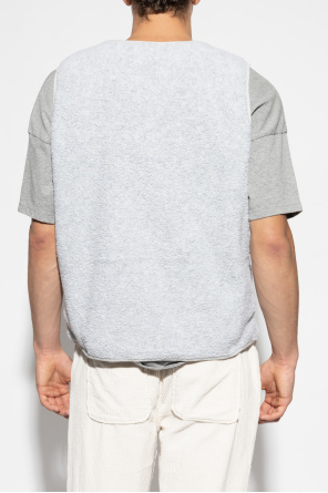 American Vintage Chaleco de pelo sintético con parche de logo