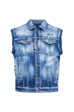 Denim vest with `vintage` effect