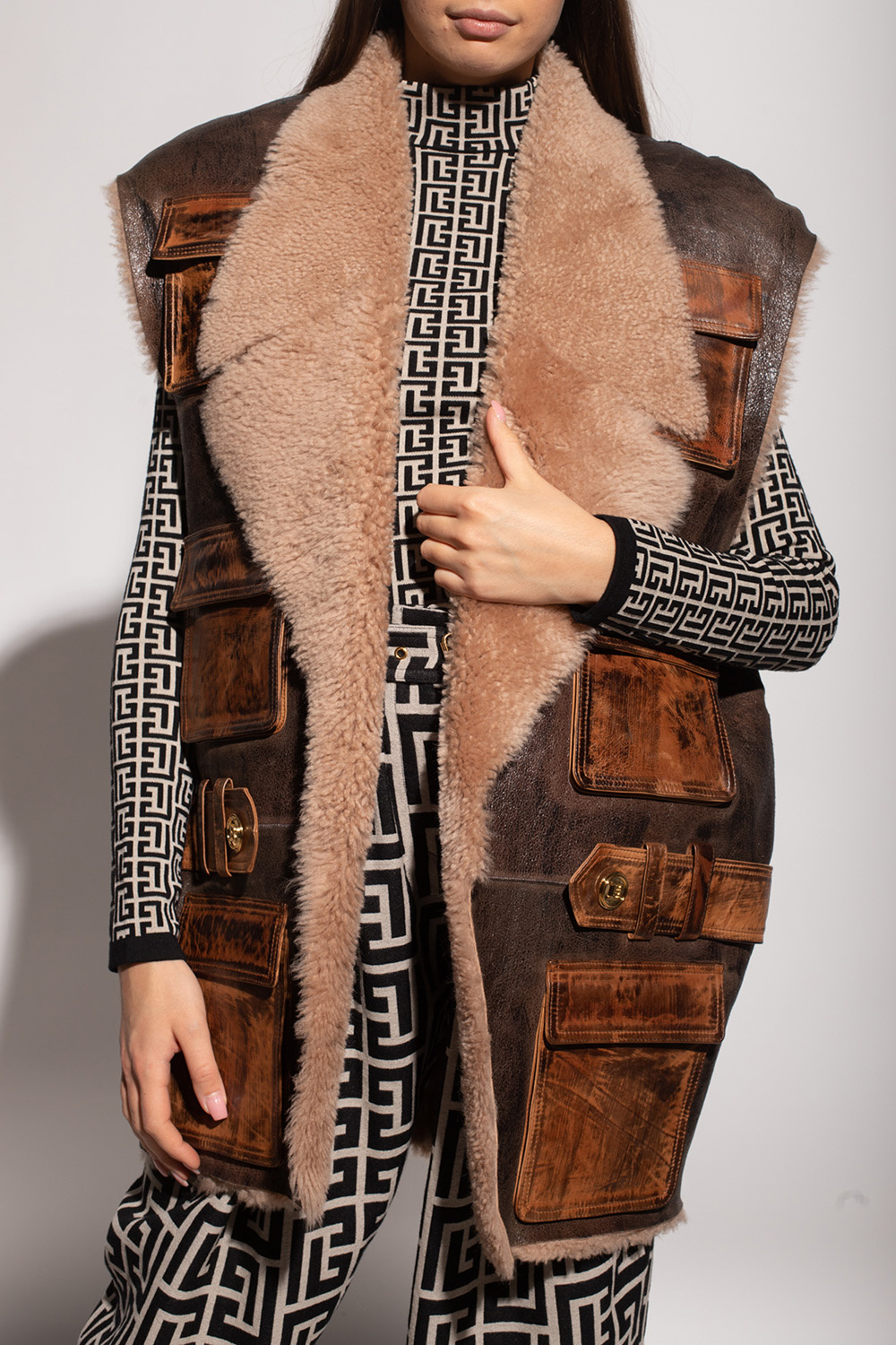 Balmain Oversize shearling coat