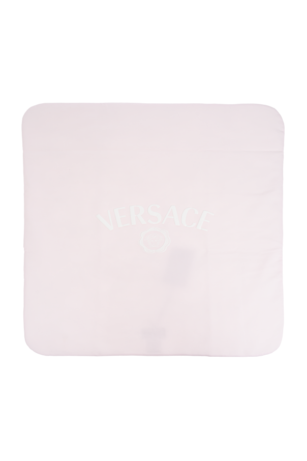Versace Kids Bawełniany koc niemowlęcy z logo