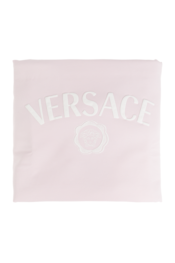Versace Kids Bawełniany koc niemowlęcy z logo