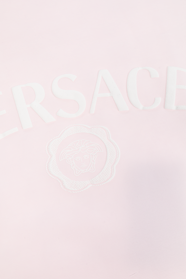 Versace Kids Bawełniany koc niemowlęcy z logo