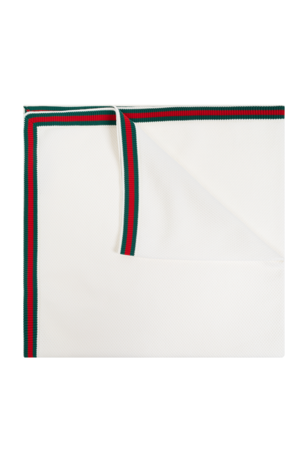 Gucci Kids Cotton baby blanket with signature Web stripe