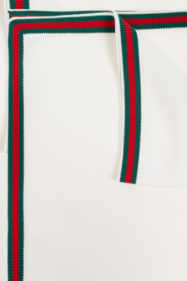 Gucci Kids Cotton baby blanket with signature Web stripe