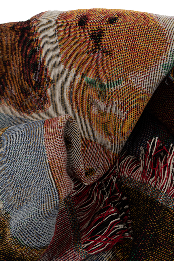 CARNE BOLLENTE Cotton blanket with fringes