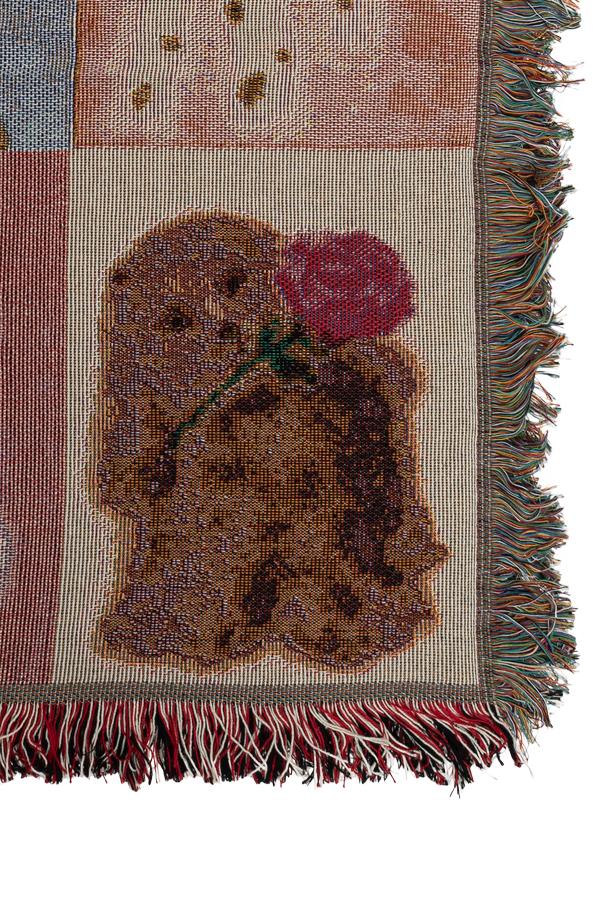 CARNE BOLLENTE Cotton blanket with fringes