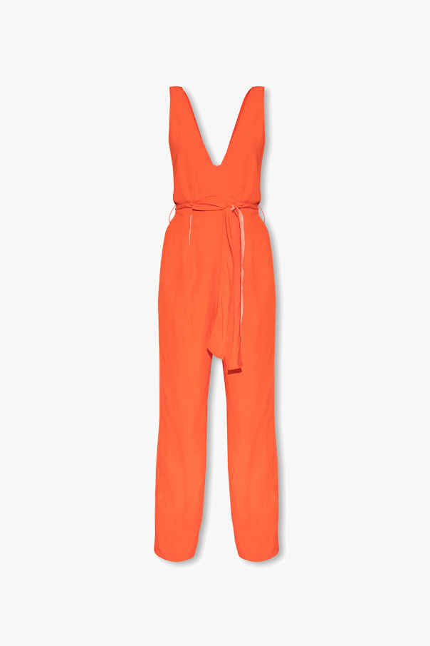FLORIANA Zara Floral Print Cotton Pajamas - Small Orange at