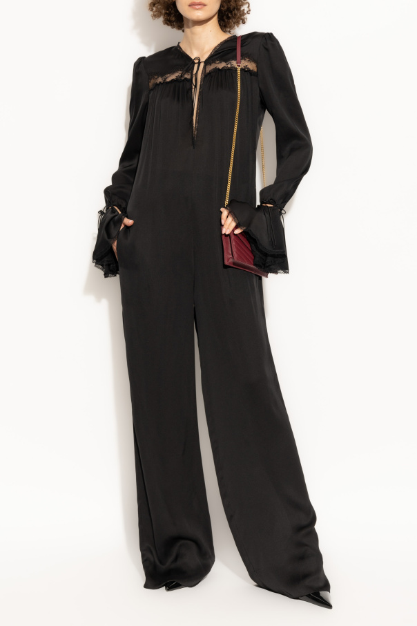 Saint Laurent Silk jumpsuit with lace trim