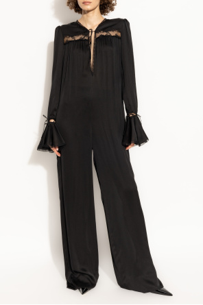 Saint Laurent Silk jumpsuit with lace trim