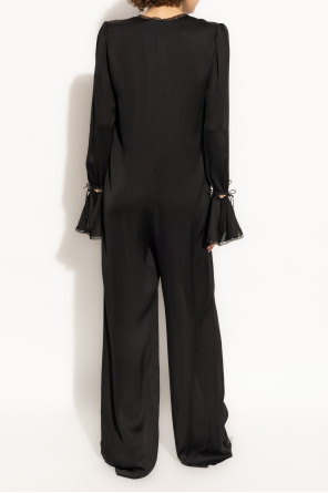 Saint Laurent Silk jumpsuit with lace trim